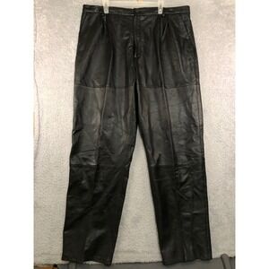 Bagazio Leather Pants Men 42x34 Black Real Leather Pleated Biker Rocker